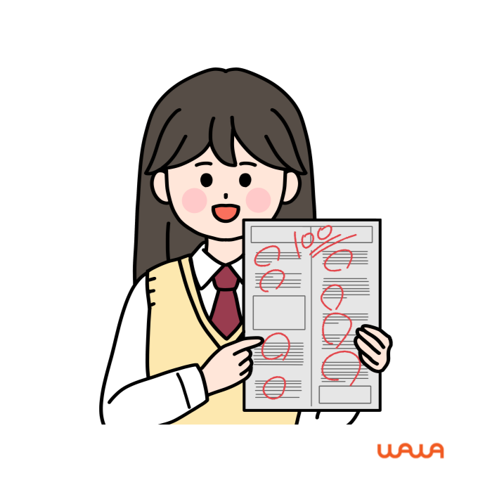 시험지를 보는 학생을 표현한 그림
